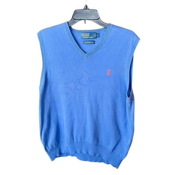 Polo Ralph Lauren Other - Polo Ralph Lauren men’s v-neck sweater vest 100% Pima cotton Large blue